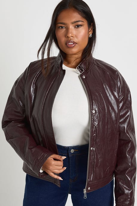 Plus Faux Leather Oversized Jacket - Image 1