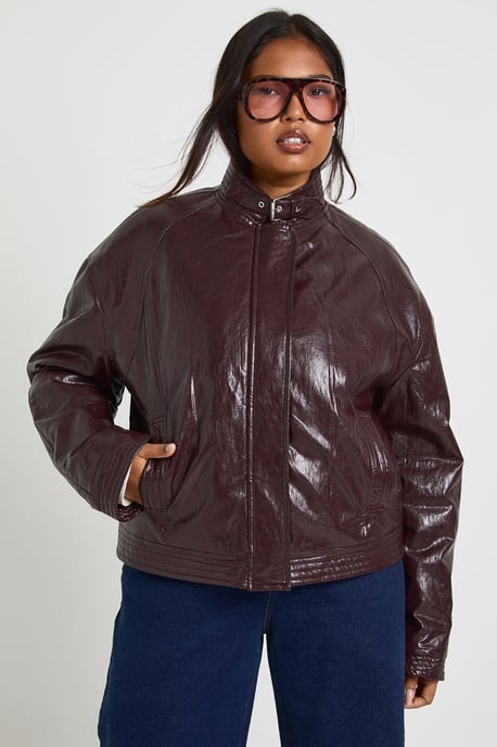 Plus Faux Leather Oversized Jacket - Image 4