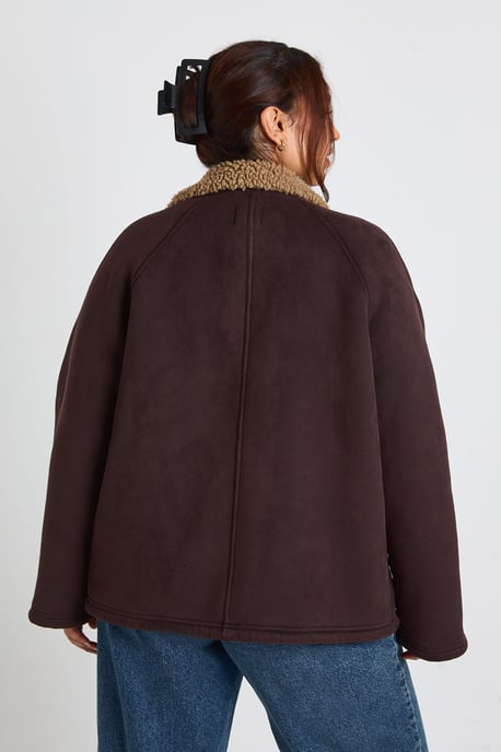 Plus Teddy Trim Detail Oversized Jacket - Image 2