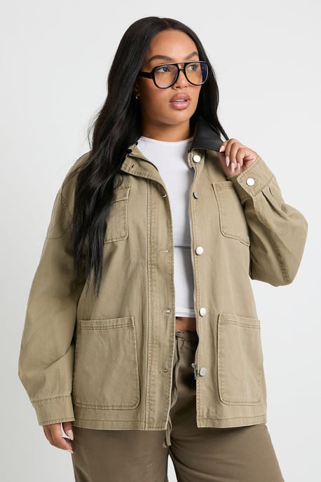 Plus Collared Oversized Jacket - Image 2