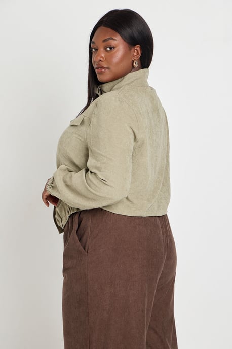 Plus Peached Funnel Neck Zip Up Jacket - Image 2