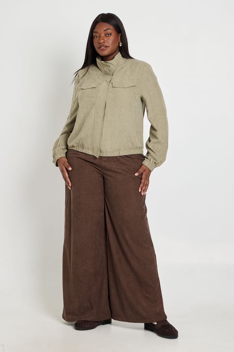Plus Peached Funnel Neck Zip Up Jacket - Image 3