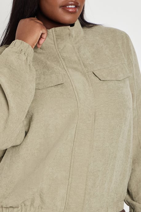 Plus Peached Funnel Neck Zip Up Jacket - Image 4