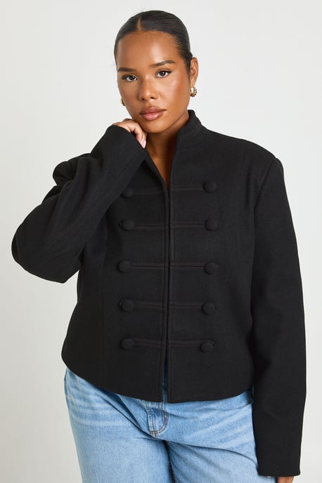 Plus Military Cropped Jacket - Image 1