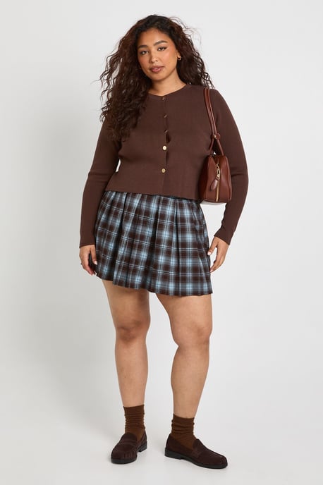 Plus Crew Neck Boxy Down Cardigan - Image 3