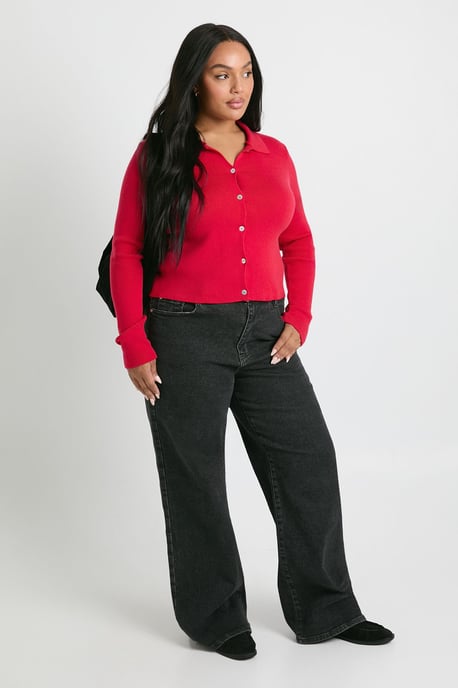 Plus Collared Compact Knit Cardigan - Image 2
