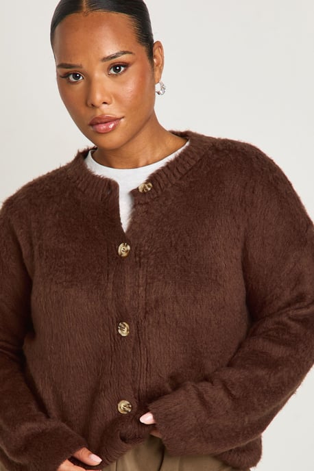 Plus Fluffy Crew Neck Cardigan - Image 4
