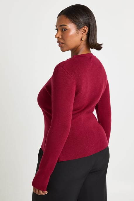 Plus Gold Button Crew Neck Peplum Cardigan - Image 2