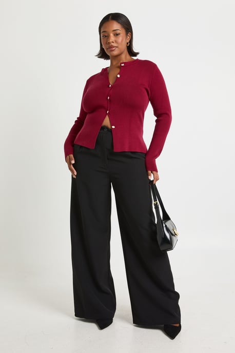 Plus Gold Button Crew Neck Peplum Cardigan - Image 3
