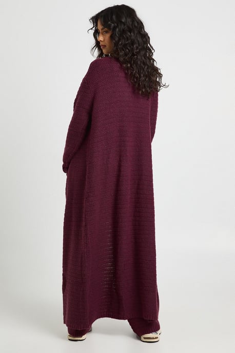 Textured Knit Oversized Longline Knited Maxi Cardigan - Image 2