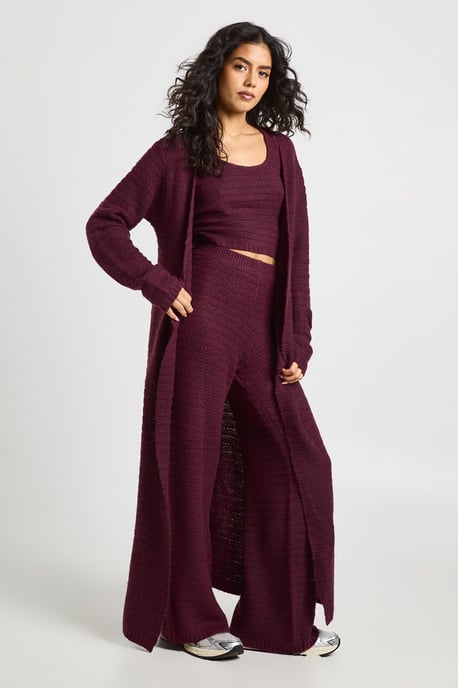 Textured Knit Oversized Longline Knited Maxi Cardigan - Image 3