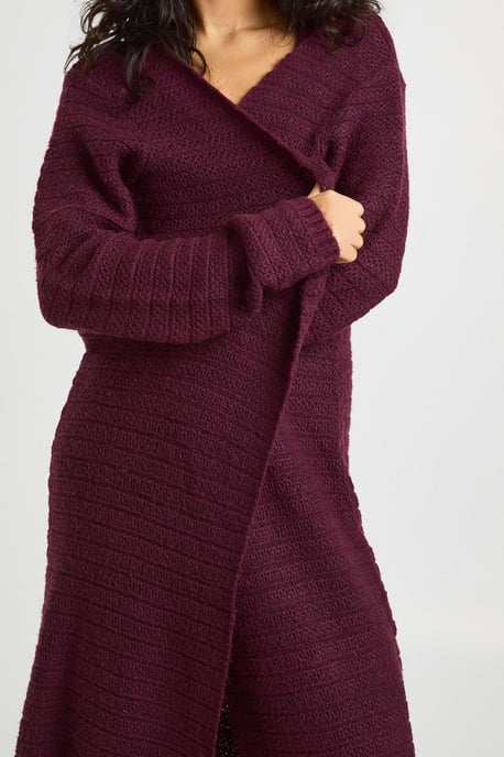 Textured Knit Oversized Longline Knited Maxi Cardigan - Image 4