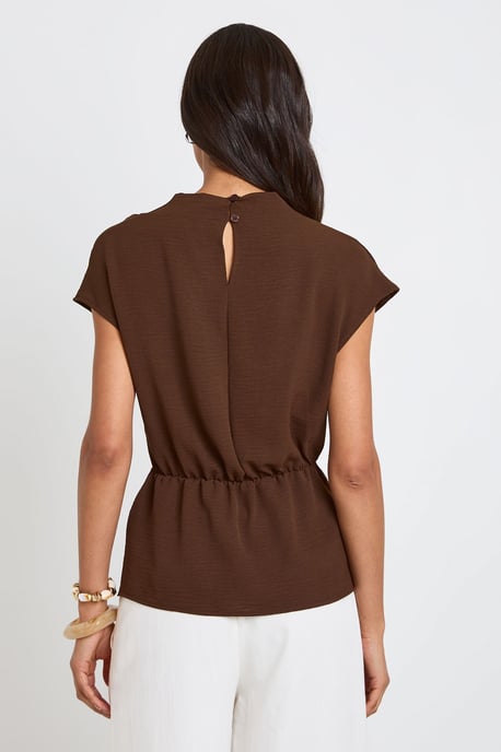 Tall Hammered Gold Trim Cowl Neck Blouse - Image 2
