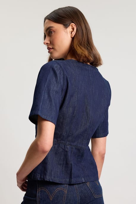 Denim Zip Up Top - Image 3