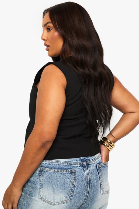 Plus Structured Peplum Hem Top - Image 2