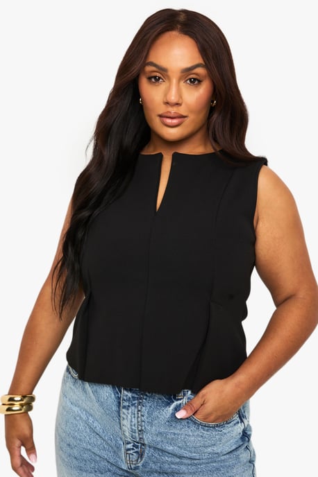 Plus Structured Peplum Hem Top - Image 3