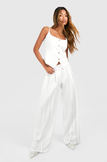 Linen Look Contrast Button Waistcoat - Image 3