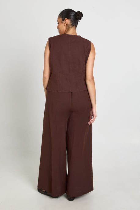 Plus Linen Look Waistcoat - Image 3