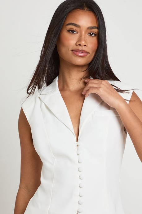 Button Detail Cinched Waistcoat - Image 4