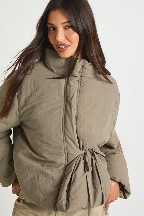 Tie Detail Puffer Jacket - Image 4