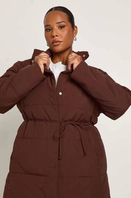 Plus Tie Waist Puffer Coat - Image 4