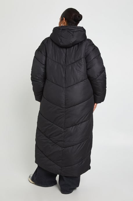Plus Hooded Quilt Detail Maxi Puffer - Image 2