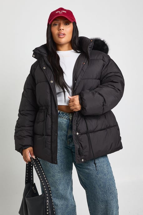 Plus Faux Fur Trim Parka - Image 1