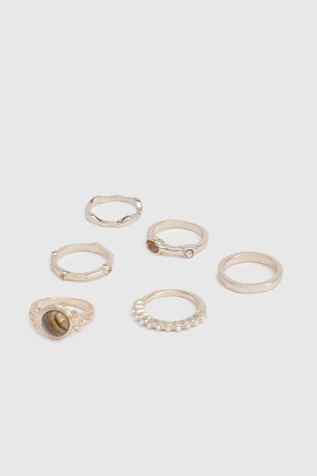 Stone Detail Rings 6 Pack - Image 2