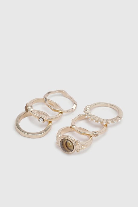 Stone Detail Rings 6 Pack - Image 3