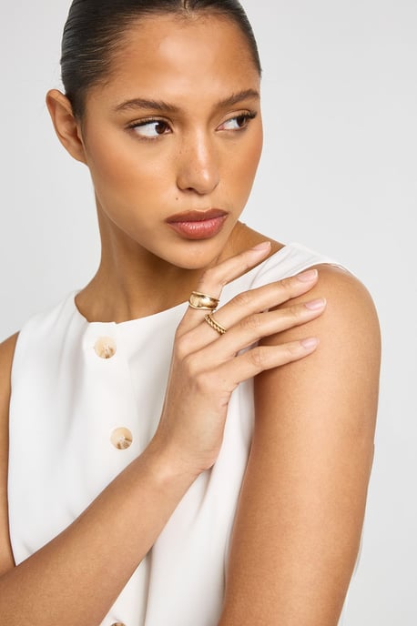 Brushed Gold Chunky Rings 3 Pack - Image 3