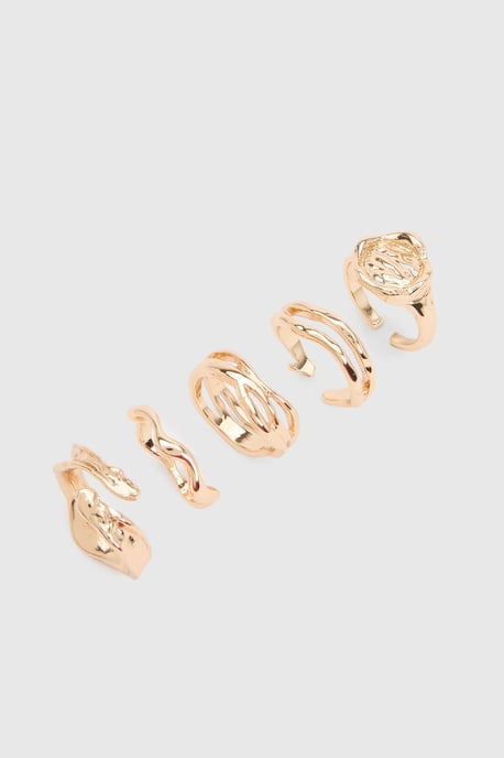 Hammered Statement Rings 5 Pack - Image 1