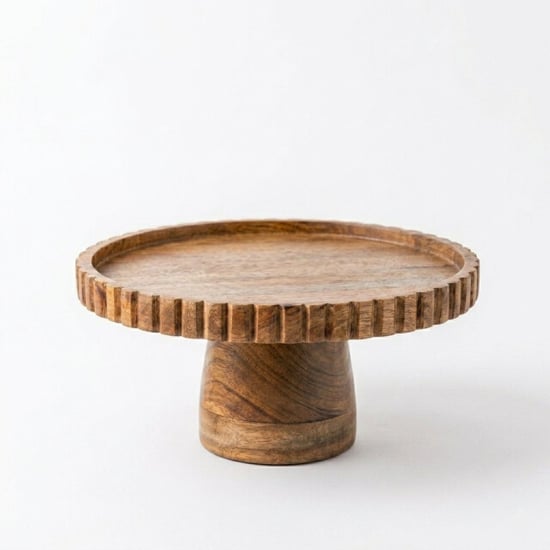 Casa di Elturo Taartplateau madera – mango hout – Ø25 x 12 cm – houten taartstandaard – - Image 1