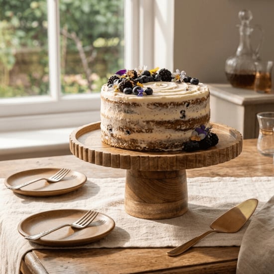 Casa di Elturo Taartplateau madera – mango hout – Ø25 x 12 cm – houten taartstandaard – - Image 3