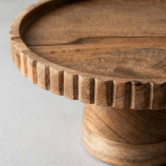 Casa di Elturo Taartplateau madera – mango hout – Ø25 x 12 cm – houten taartstandaard – - Image 4