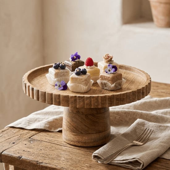 Casa di Elturo Taartplateau madera – mango hout – Ø25 x 12 cm – houten taartstandaard – - Image 6