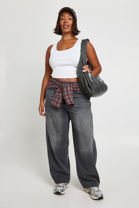 Plus Mid Waist Barrel Fit Jean - Image 1
