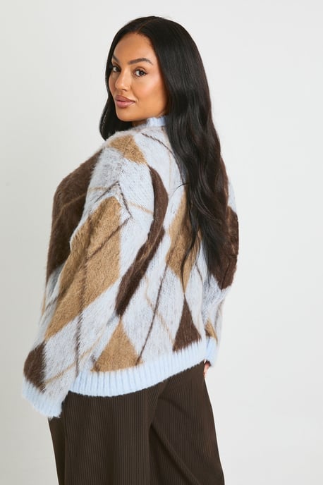 Plus Brushed Argyle Oversized Jumper - Image 2