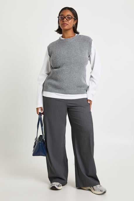 Plus Knitted Crew Neck Vest - Image 3