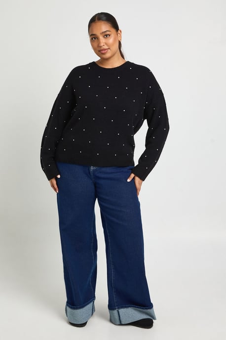 Plus Diamante Crew Neck Jumper - Image 3