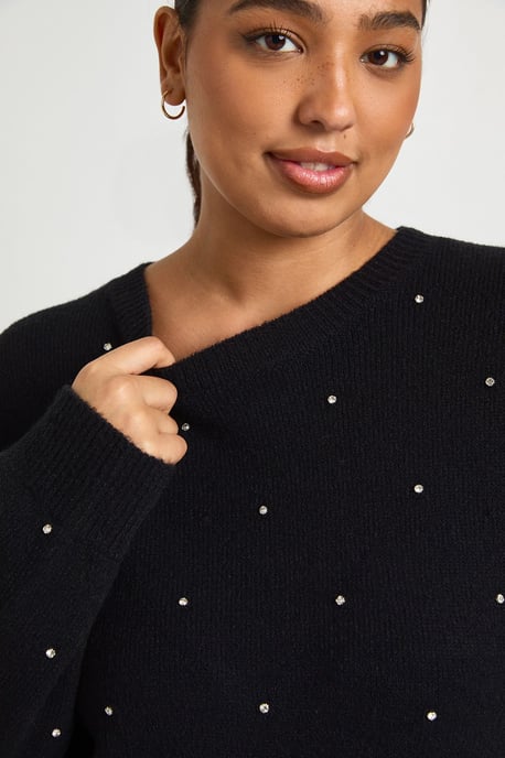 Plus Diamante Crew Neck Jumper - Image 4