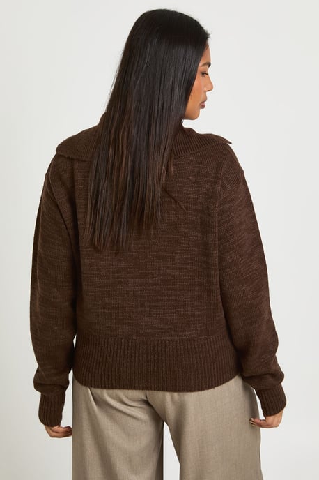 Plus Knitted Henley Collared Jumper - Image 2