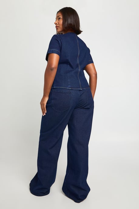 Plus Contrast Stitch Denim Straight Leg Jean - Image 2