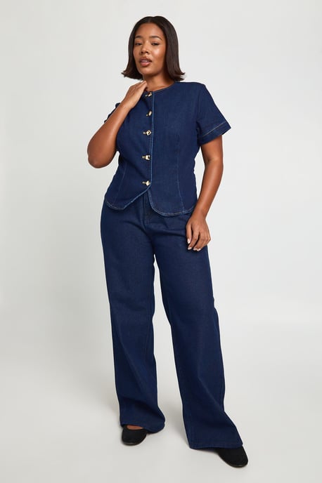 Plus Contrast Stitch Denim Straight Leg Jean - Image 3