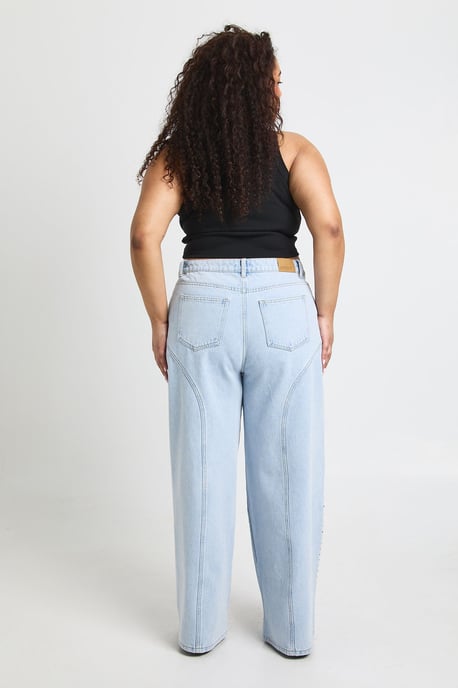 Plus High Waist Studded Western Straight Leg Jean - Image 2