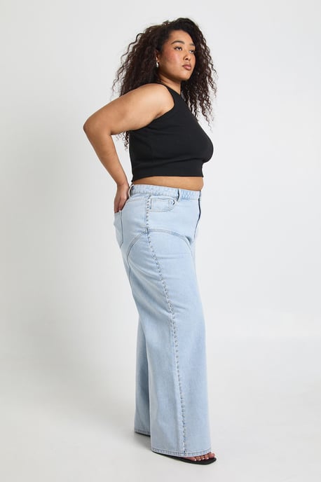 Plus High Waist Studded Western Straight Leg Jean - Image 3