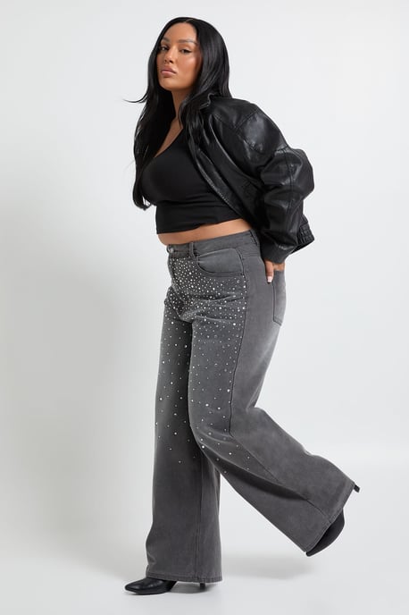 Plus Embellished High Waist Straight Leg Jean - Image 3