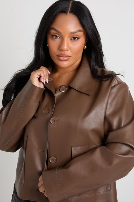 Plus Collared Button Down Jacket - Image 4