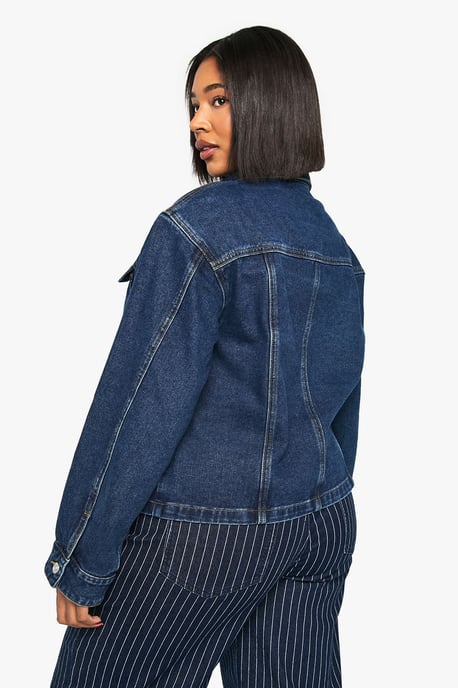 Plus Shoulder Pad Detail Denim Jacket - Image 2