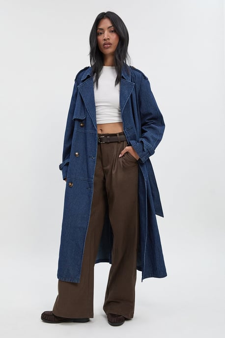 Stripe Denim Trench Coat - Image 3