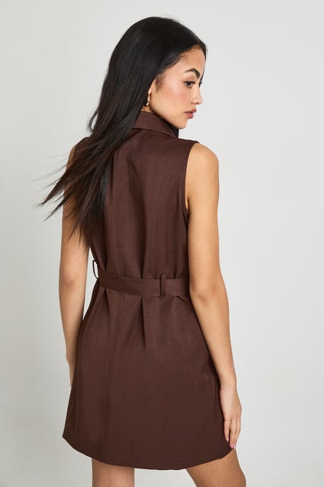 Utility Belted Waistcoat Sleeveless Blazer Dress - Image 2